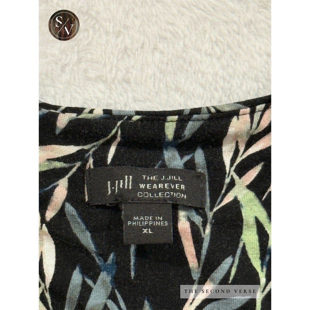 J. Jill Wearever Sleeveless Tunic Women Botanical Leaf Print Black XL - Picture 8 of 10